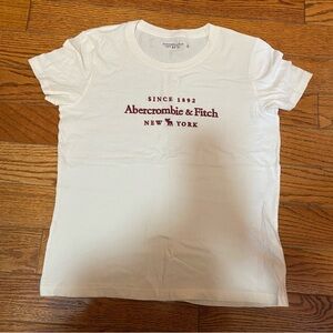 abercrombie soft A&F white tee red font size S
